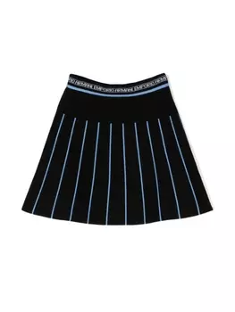 Emporio Armani полосатая юбка с логотипом на поясе, черный