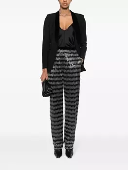 Emporio Armani полосатые брюки строгого кроя с пайетками, черный