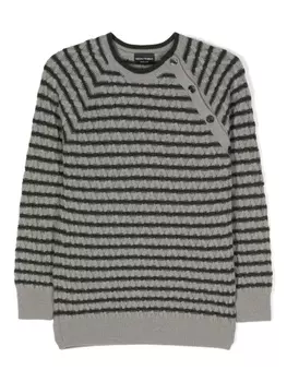 Emporio Armani полосатый джемпер фактурной вязки, серый