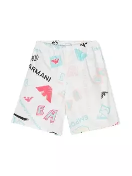 Emporio Armani поплиновые шорты с логотипом, белый