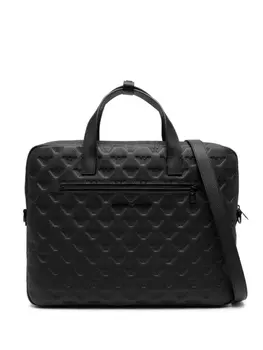 Emporio Armani портфель с тисненой монограммой, черный