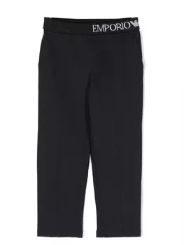 Emporio Armani прямые брюки с логотипом, синий