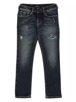 Emporio Armani прямые джинсы с эффектом потертости, синий