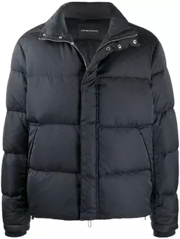 Emporio Armani пуховик на молнии и кнопках, синий