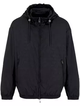 Emporio Armani пуховик с капюшоном и логотипом, черный
