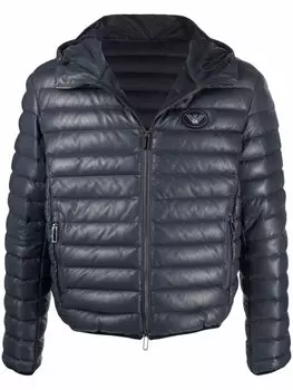 Emporio Armani пуховик с капюшоном, синий