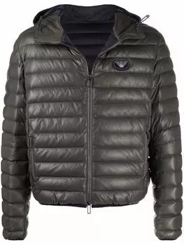 Emporio Armani пуховик с капюшоном, зеленый