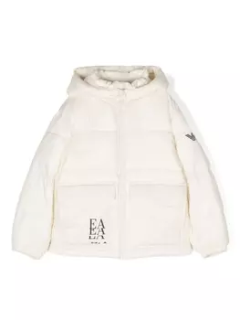 Emporio Armani пуховик с логотипом, нейтральный цвет