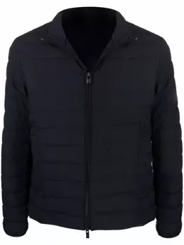 Emporio Armani пуховик с нашивкой-логотипом, синий