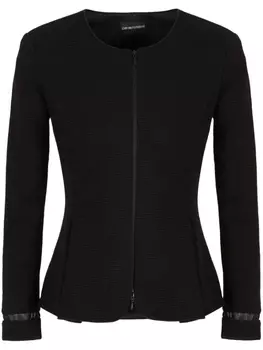 Emporio Armani расклешенный жакет в рубчик, черный