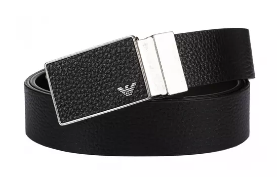 EMPORIO ARMANI Ремень мужской из коровьей кожи, черный, ширина 3,5 см
