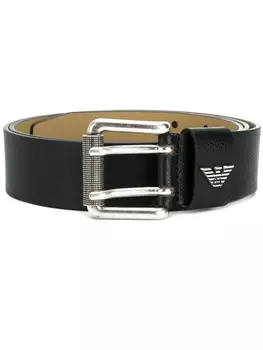 Emporio Armani ремень с пряжкой и с логотипом, черный