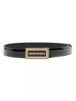 Emporio Armani ремень с пряжкой-логотипом, черный