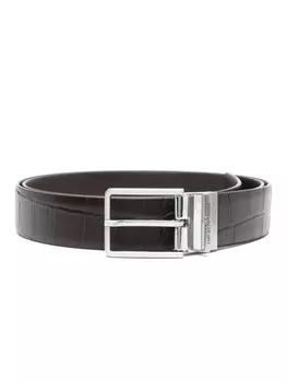 Emporio Armani ремень с пряжкой-логотипом, коричневый