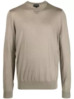 Emporio Armani ribbed-knit crew neck sweatshirt, коричневый