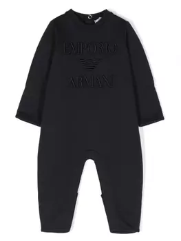 Emporio Armani ромпер с вышитым логотипом, черный