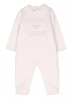 Emporio Armani ромпер с вышитым логотипом, розовый