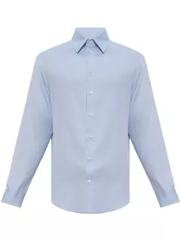 Emporio Armani рубашка из хлопка с сетчатым узором, синий