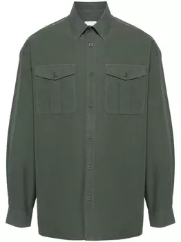 Emporio Armani рубашка из органического хлопка с нашивкой-логотипом, зеленый