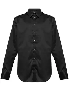 Emporio Armani рубашка из поплина с длинными рукавами, черный