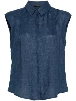 Emporio Armani рубашка из ткани шамбре, синий