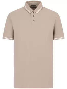 Emporio Armani рубашка поло из джерси с логотипом, нейтральный цвет