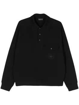Emporio Armani рубашка поло с длинными рукавами, черный