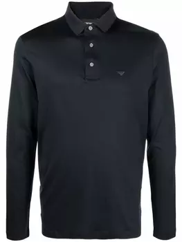 Emporio Armani рубашка поло с длинными рукавами и логотипом, синий