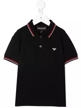 Emporio Armani рубашка поло с контрастными полосками, черный
