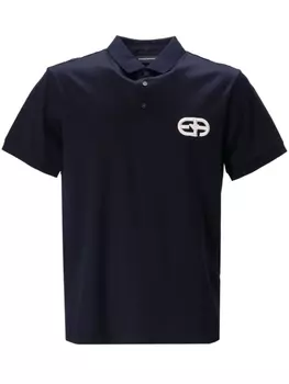 Emporio Armani рубашка поло с нашивкой-логотипом, синий