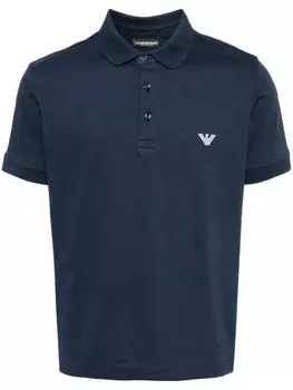 Emporio Armani рубашка поло с нашивкой-логотипом, синий