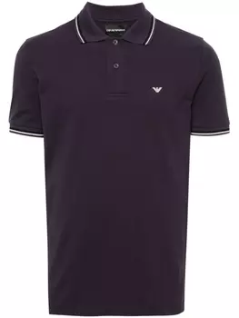 Emporio Armani рубашка поло с отделкой в полоску, фиолетовый