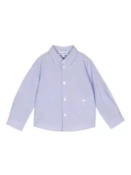 Emporio Armani рубашка с длинными рукавами и вышитым логотипом, синий
