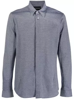 Emporio Armani рубашка с длинными рукавами и узором, синий