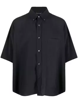 Emporio Armani рубашка с короткими рукавами и накладным карманом, черный