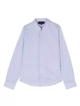 Emporio Armani рубашка с вышитым логотипом, синий