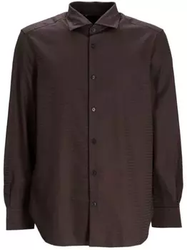 Emporio Armani рубашка с жаккардовым логотипом, коричневый