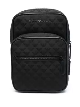 Emporio Armani рюкзак с логотипом и жаккардовой монограммой, черный