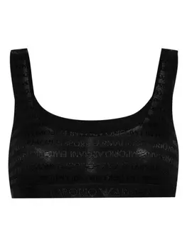 Emporio Armani сетчатый бюстгальтер с жаккардовым логотипом, черный