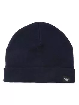 Emporio Armani шапка бини с нашивкой-логотипом, синий