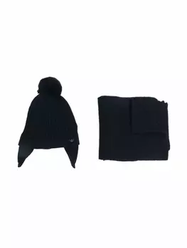 Emporio Armani шарф и шапка из смесовой шерсти, синий