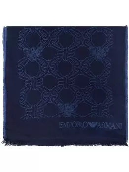 Emporio Armani шарф из натуральной шерсти с логотипом, синий