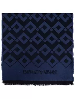 Emporio Armani шарф с геометрическим принтом и бахромой, черный