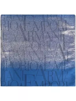 Emporio Armani шарф с логотипом и жаккардом, синий