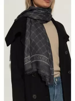 Emporio Armani шарф с логотипом и жаккардом, серый