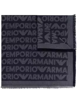 Emporio Armani шарф с логотипом-жаккардом, синий