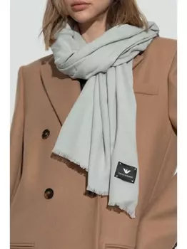 Emporio Armani шарф с нашивкой-логотипом, серый
