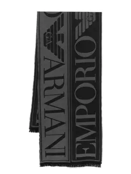 Emporio Armani шарф с жаккардовым логотипом, черный