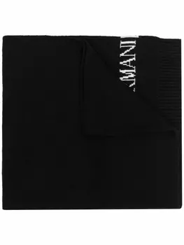 Emporio Armani шарф вязки интарсия с логотипом, черный