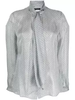 Emporio Armani шелковая блузка с геометричным узором, серый